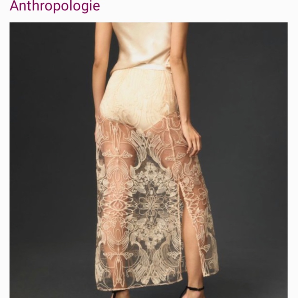 New Anthropologie Sheer Lace Boho Festival  Rose Ballerina Maxi Midi New Years - Picture 4 of 7